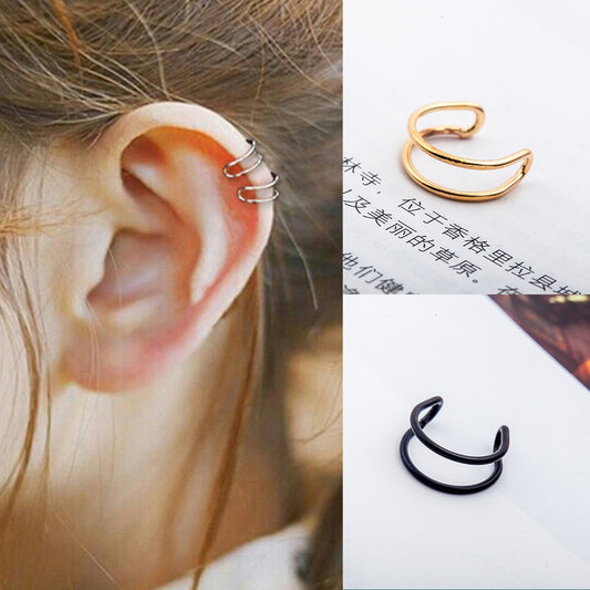 Stud Earrings Simple Double-line Plain Circle Size Ear Clips Retro Hollow U-shaped Ear Bones Clips No Pierced Ear Buckles