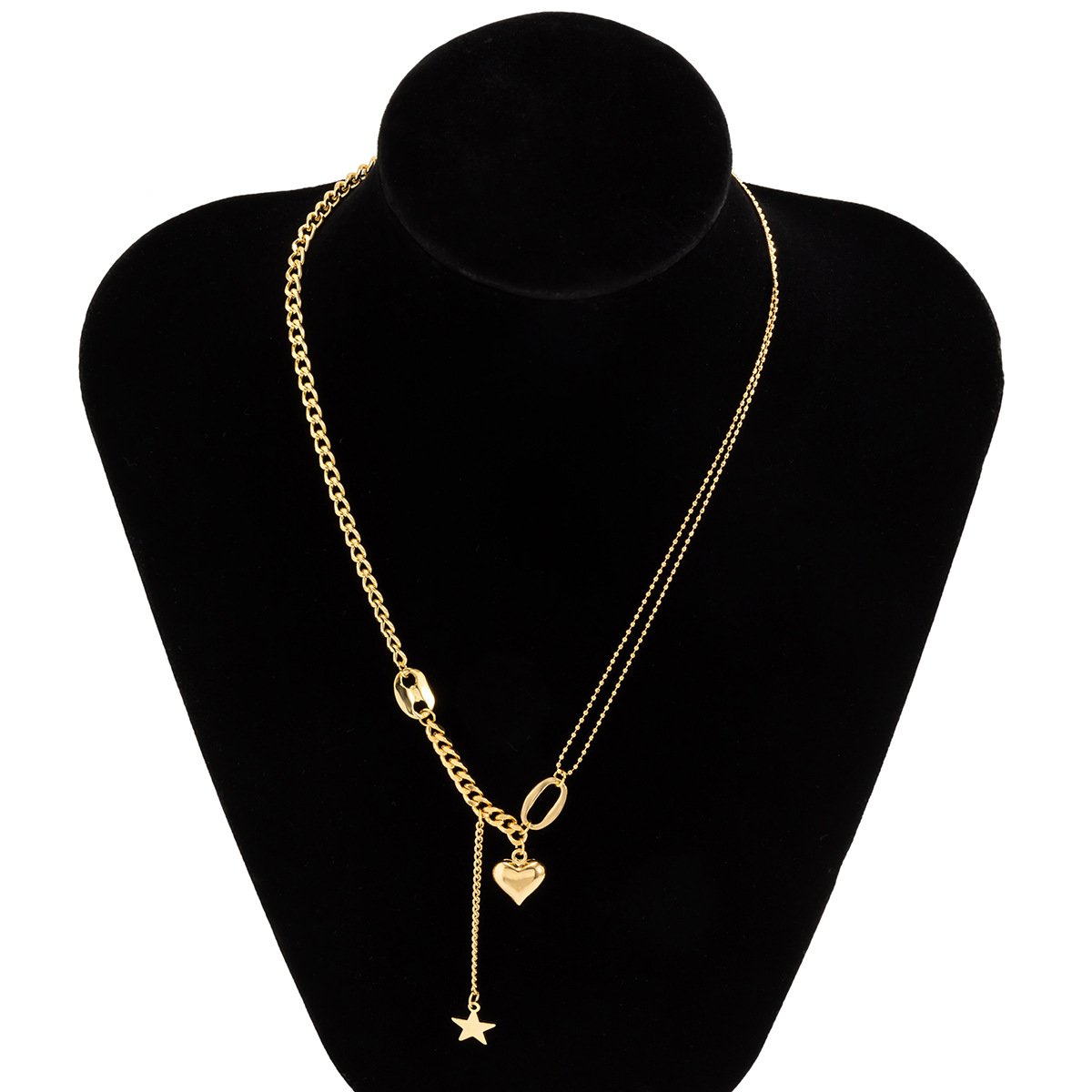 Jewelry Multi-element Peach Heart Star Pendant Necklace Female Simple Versatile Pig Nose Buckle Chain Necklace