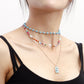 Jewelry Bohemian double-layer colored rice beads turquoise necklace female geometric trendy matching accessories