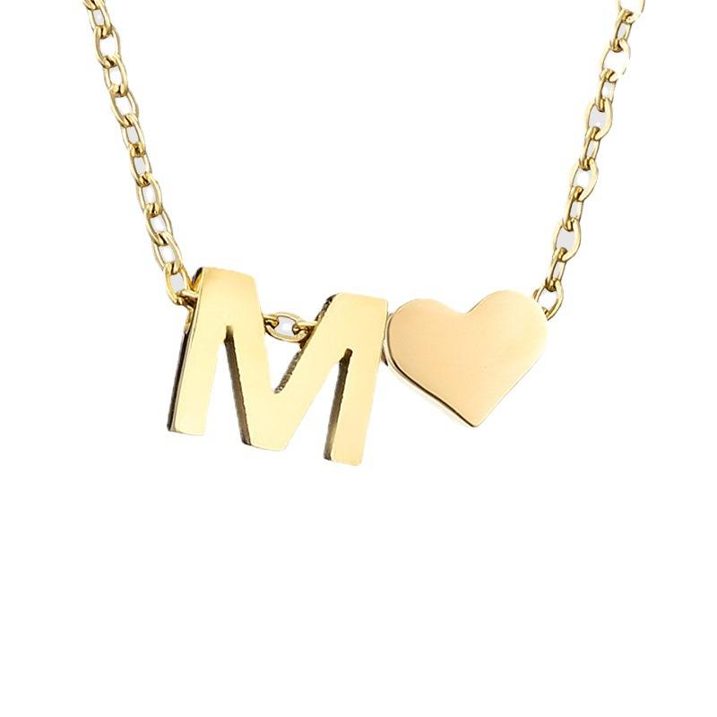 ins English alphabet jewelry set retro fashion metal love letter M necklace bracelet set female