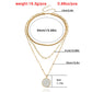 Jewelry trend multi-layer flat snake chain imitation mother-of-pearl pendant necklace female niche high-end necklace light luxury