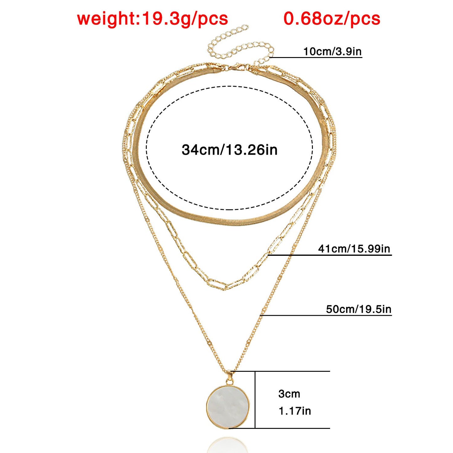 Jewelry trend multi-layer flat snake chain imitation mother-of-pearl pendant necklace female niche high-end necklace light luxury