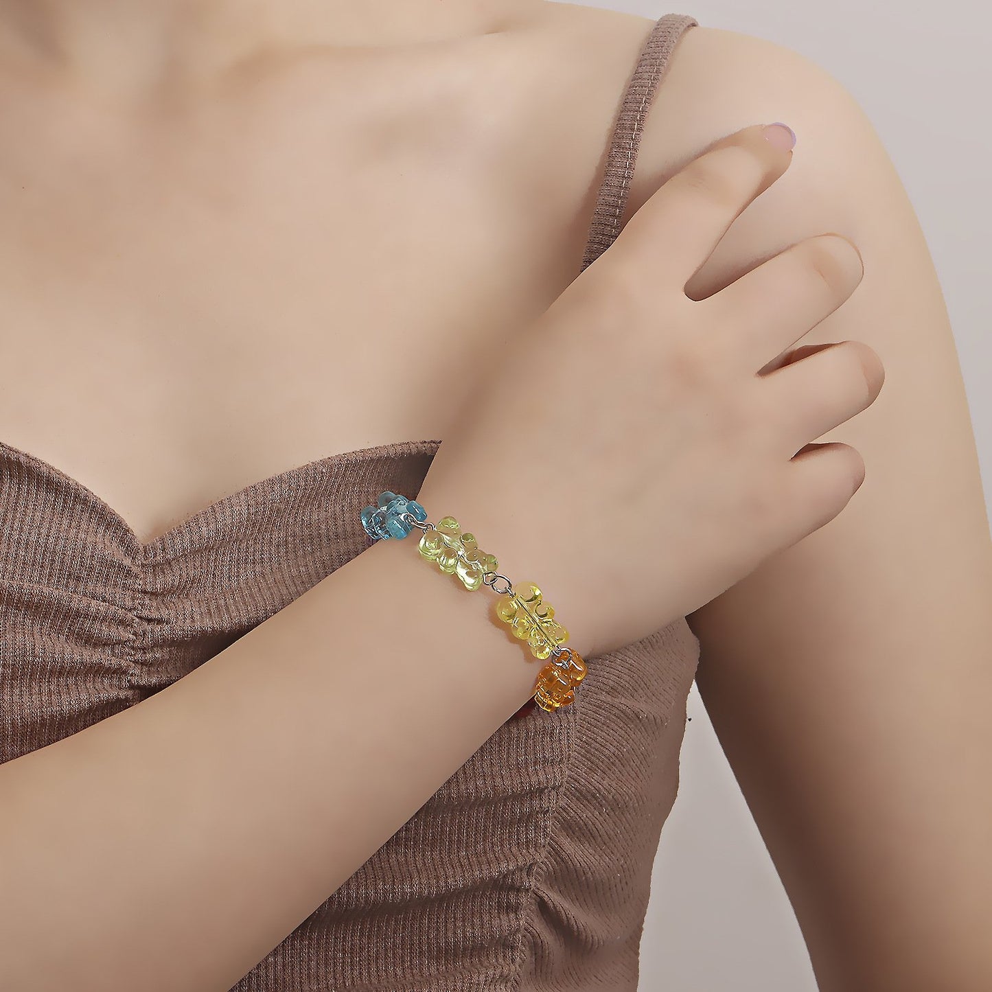 Jewelry ins color diy transparent bear jewelry female bracelet can not be dropped
