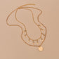 Fashion Double Layer Disc Pendant Necklace Ladies Vintage Rhinestone Necklace Jewelry Accessories