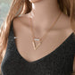 Turquoise pendant necklace V-shaped alloy double-layer clavicle chain jewelry