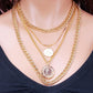 Jewelry round card lace tag multi-layer necklace personality exaggerated hip-hop thick chain necklace necklace