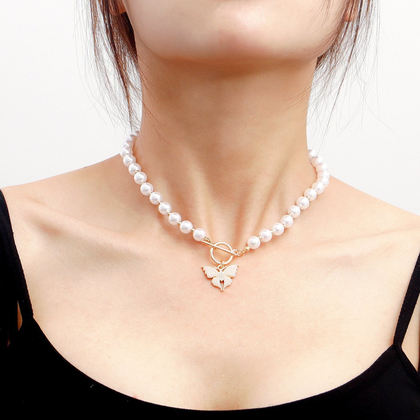 Jewelry Beautiful Butterfly Beads Beaded Necklace Necklace Women's Trend Niche Advanced Necklace Light Luxury