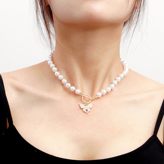 Jewelry Beautiful Butterfly Beads Beaded Necklace Necklace Women's Trend Niche Advanced Necklace Light Luxury