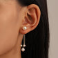 ins pearl tassel earrings women's French light luxury personality star bow earrings earrings earrings temperament earrings