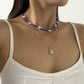 Jewelry fashion small daisy flower rice bead necklace simple metal portrait tag necklace female