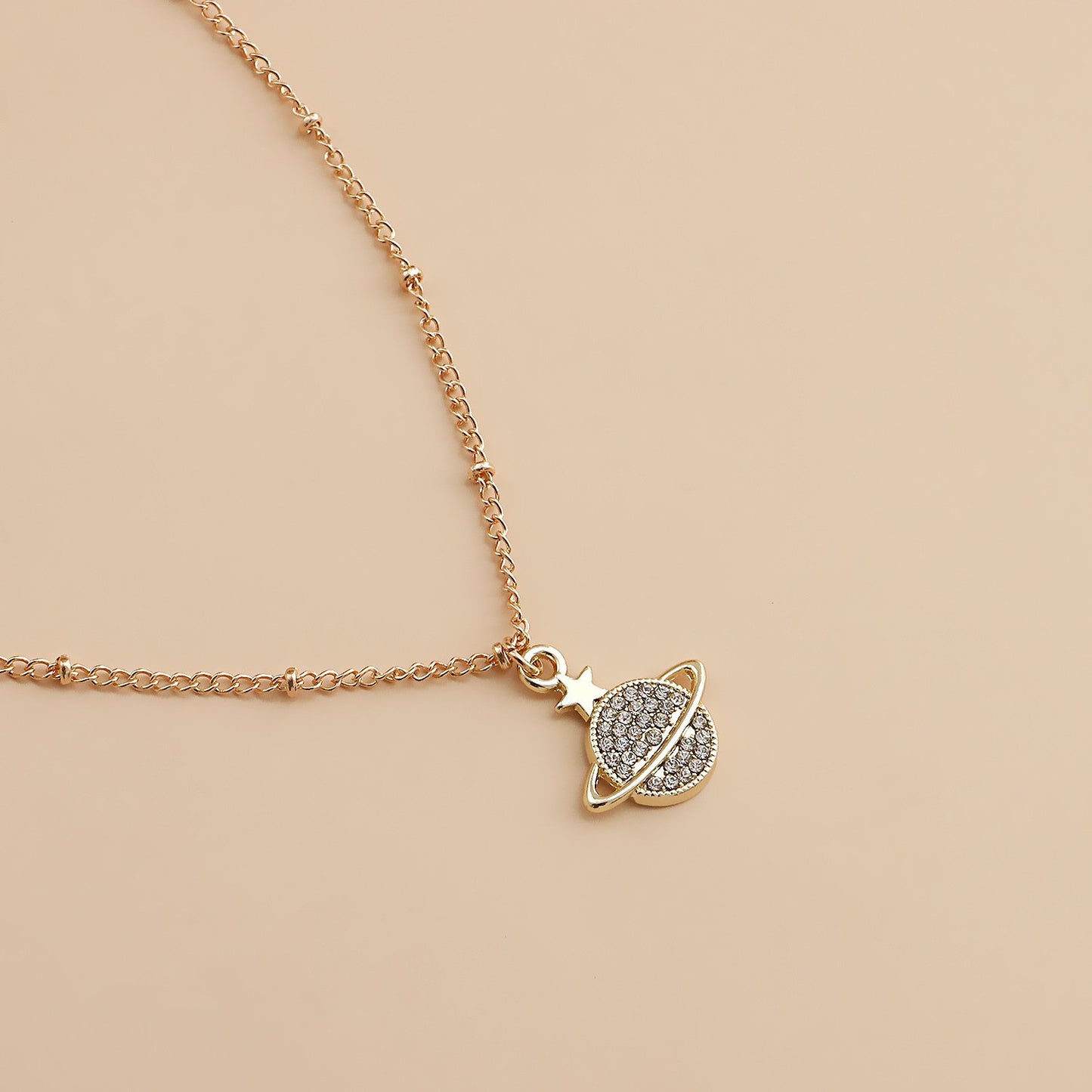 Jewelry Simple Diamond Cosmic Planet Pendant Necklace Female Light Luxury Niche Hundred Towers Necklace
