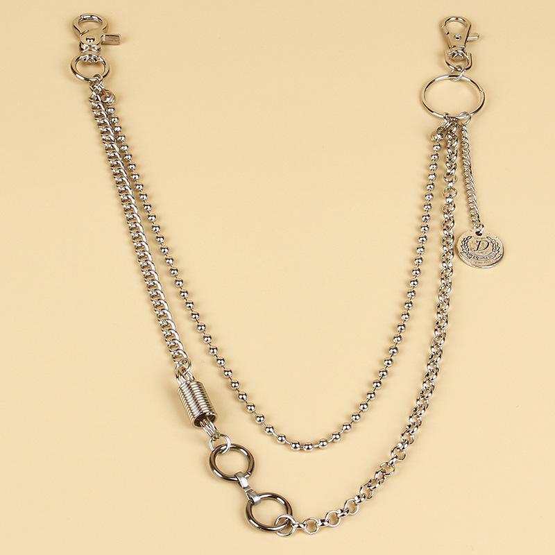ins rock leaf trend chain hip-hop punk metal ring pants chain waist chain trendy jeans accessories trendy