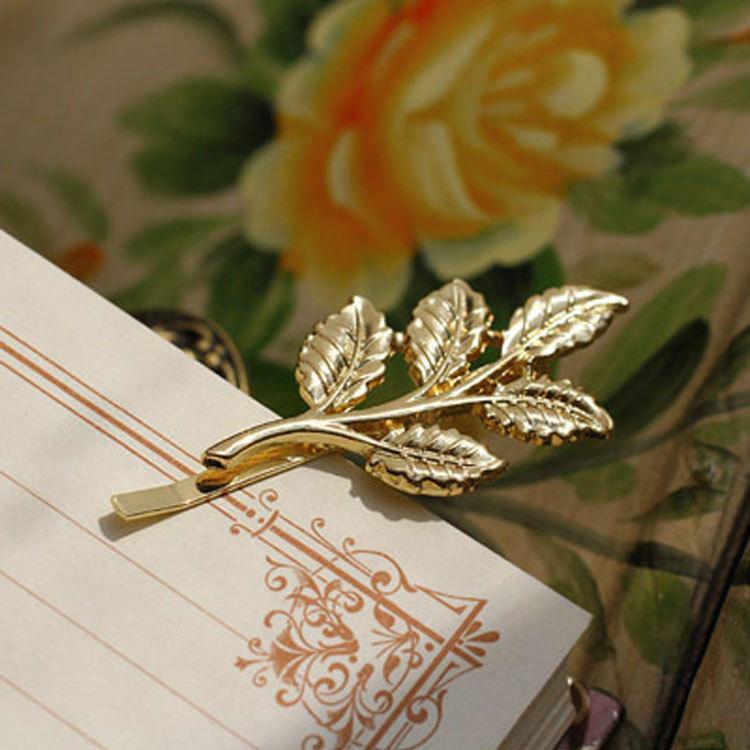 Retro Mori hair accessories olive branch hairpin beautiful bride metal headdress tree leaf edge clip