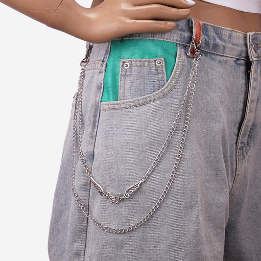 Female cool ins pants chain accessories punk jeans decoration fashion jk uniform check skirt diamond butterfly pants chain
