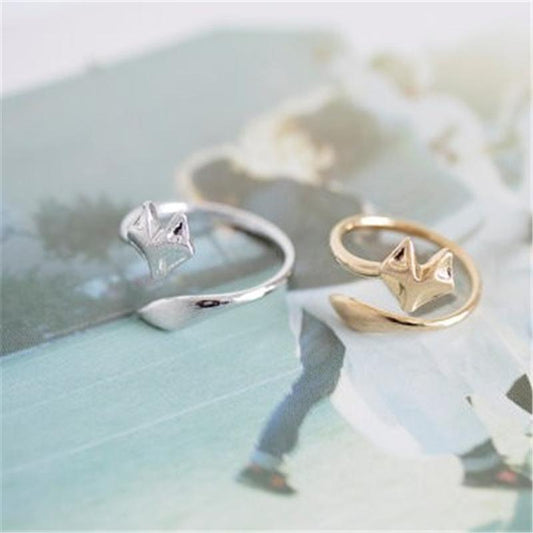 Explosive cute personality fox adjustable ring