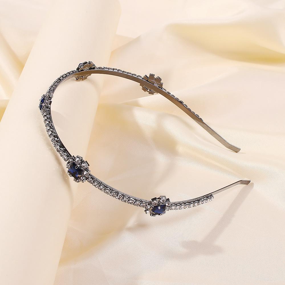 F219 trendy retro blue diamond headband personalized all-match bridal hair accessories for women