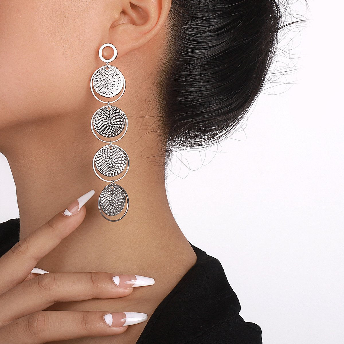 E1511 retro personality long disc earrings geometric irregular earrings atmosphere fashionable cold earrings