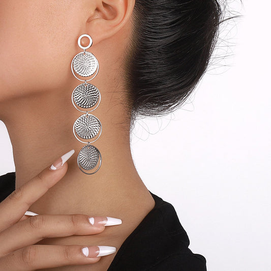 E1511 retro personality long disc earrings geometric irregular earrings atmosphere fashionable cold earrings