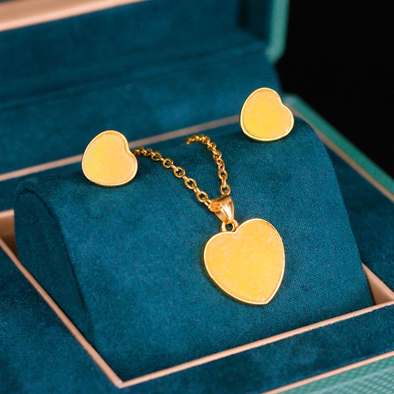 Explosive Fashion Earrings Necklace Set Jewelry Female Candy Gradient Pendant Sweet Earrings Jewelry