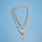 Jewelry multi-layer pearl thick chain necklace female retro lock two-piece chain
