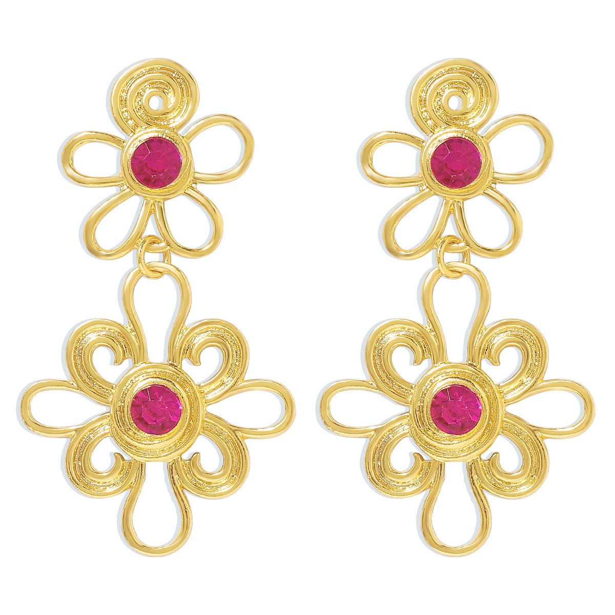 E1998 Medieval Elegant Court Earrings Vintage Retro Niche Hollow Flower Earrings Female