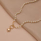 Fashion Alloy Peach Heart Pendant Necklace Simple CCB Imitation Pearl Necklace Accessories