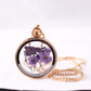Fashion Pop Jewelry Handmade Lace Dried Flower Pendant Necklace Glass Clavicle Chain
