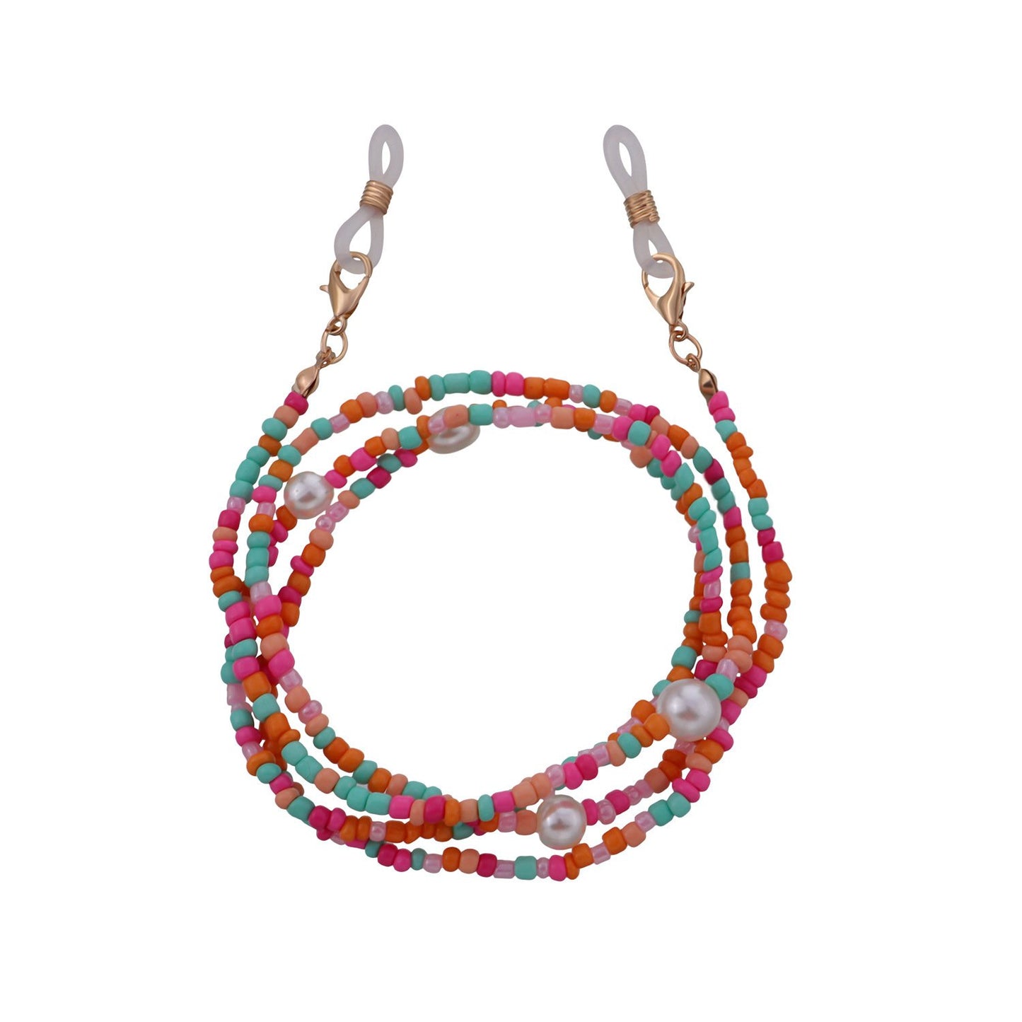 Jewelry ladies color rice bead glasses chain personality temperament trend pearl mask accessories