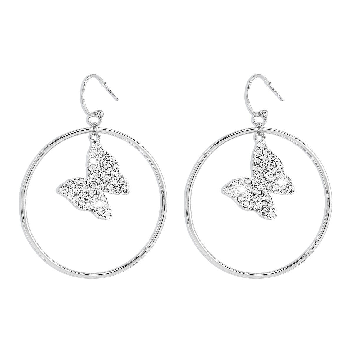 E1655 Minority Light Luxury Fashion Earrings Rhinestone Butterfly Personality Creative Geometric Smart Elegant Earrings
