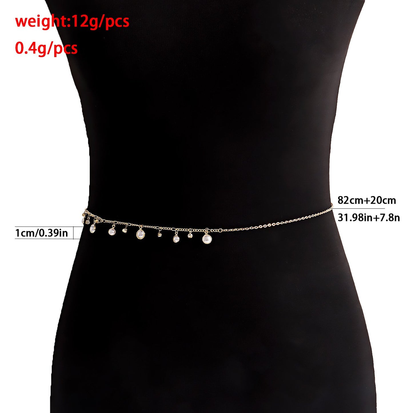 Jewelry Spice Girl Tassel Imitation Pearl Zircon Pendant Waist Chain Belt Xiaoxiang Metal Waist Chain Female