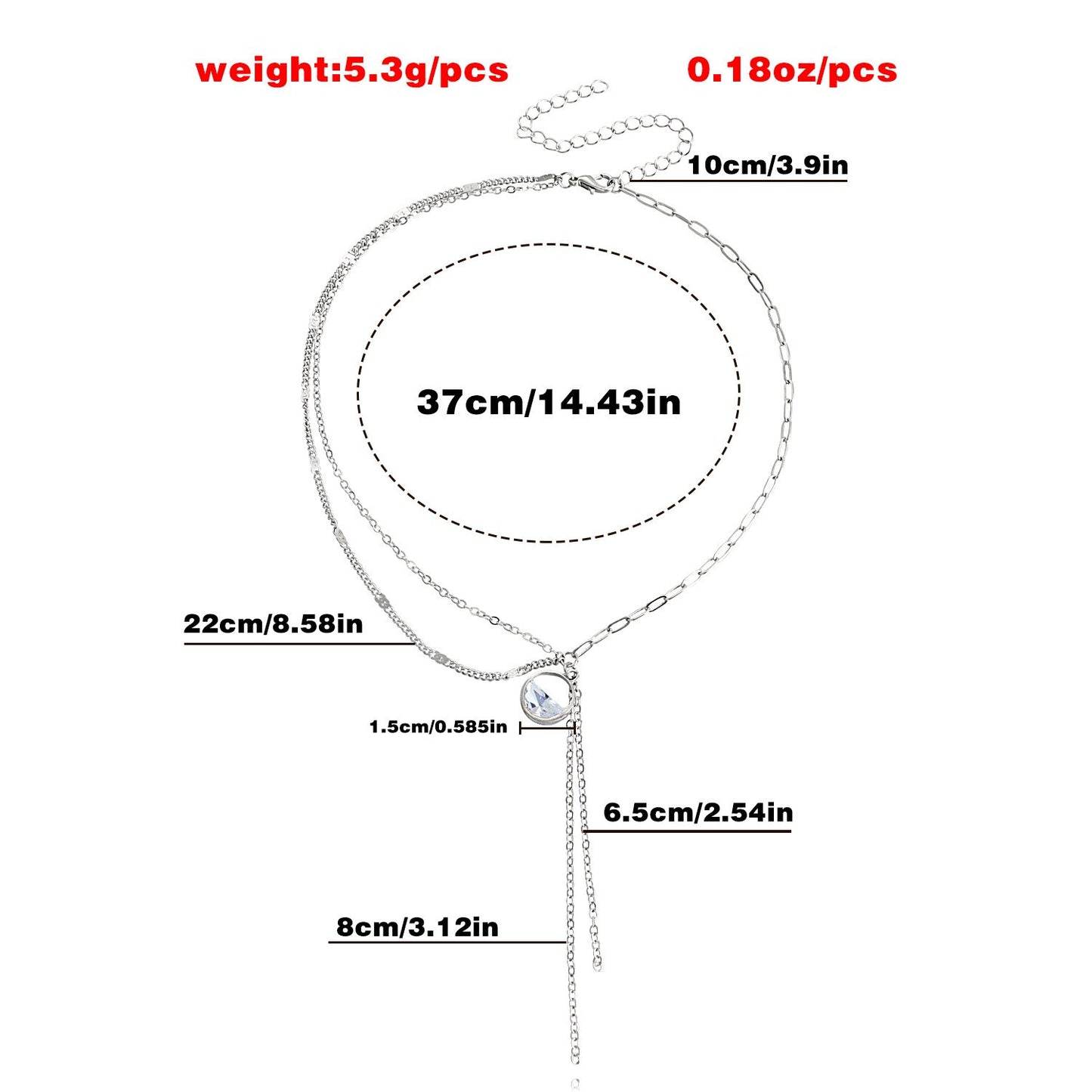 Jewelry crystal circle double stacked clavicle chain light luxury versatile high-end pendant necklace