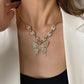 Exaggerated Butterfly Necklace Punk Micro-set Rhinestone Geometric Clavicle Chain Retro Cuban Hip Hop Sweater Chain