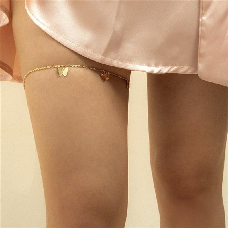 Jewelry Sexy Simple Geometric Butterfly Tassel Leg Chain Temperament Trendy Single Layer Body Chain Female