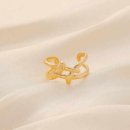 Trendy Street Shot Fashion Ladies Stainless Steel Creative Design Open Braided Line Adjustable Ring