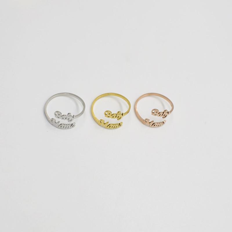 Jewelry retro letters BabyMama ring female personality simple ring