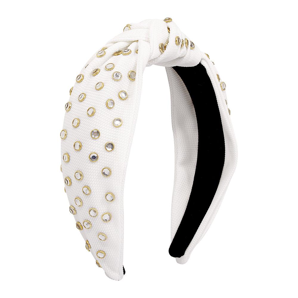 F3742 Jewelry wide-brimmed pressed hair solid color knotted headband rhinestone temperament simple color contrast hair accessories for women