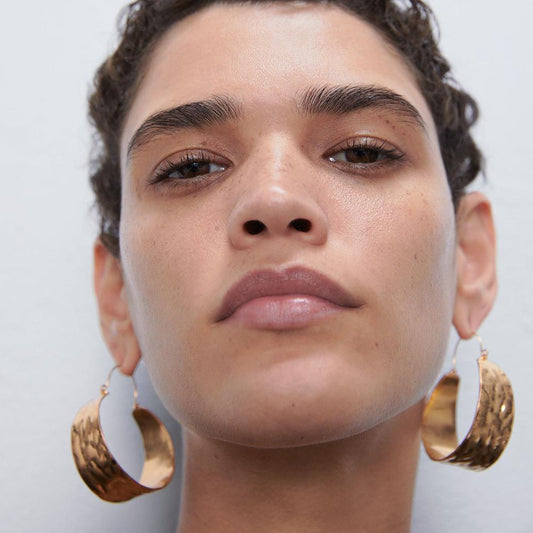 E967 Minority Design Metal Earrings Creative Fashion Versatile Alloy Large Circle Bright Earrings Earrings Women