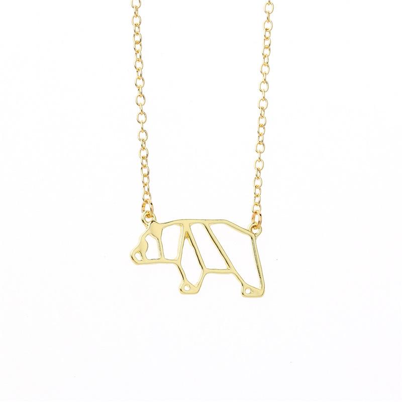 Fashion cute folding hollow panda necklace female all-match alloy animal panda exquisite collarbone chain jewelry