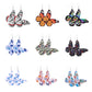 Jewelry double-sided printing butterfly leather earrings women's fashion ear hook combination earrings