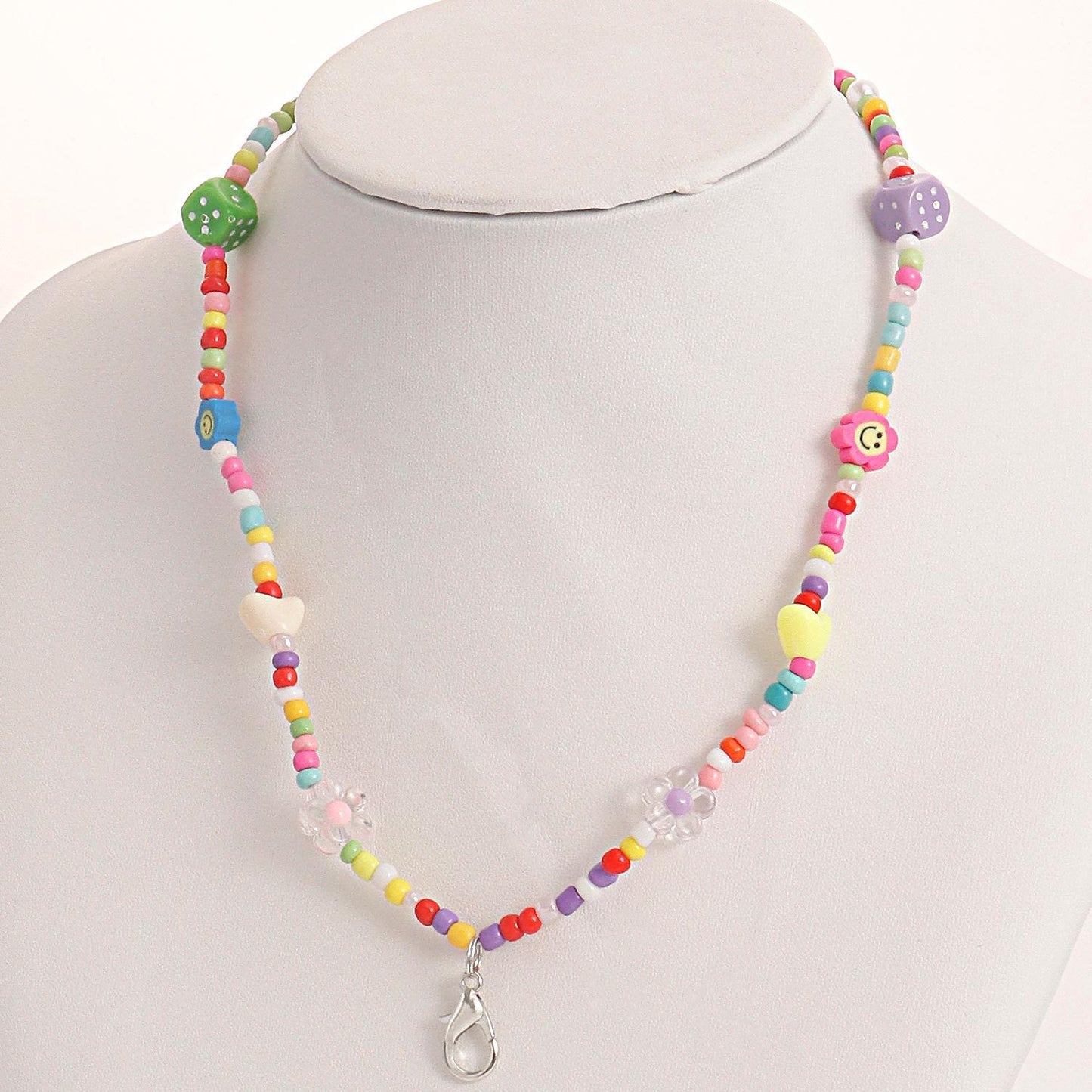Jewelry Contrasting Color Rice Beads Beaded Necklace Female Bohemian Elastic Rope Handwoven DIY Necklace