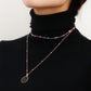 Jewelry evil eye double layered black mother-of-pearl pendant necklace female autumn and winter sweater chain