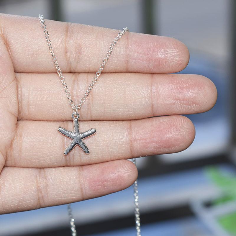 Fashion Jewelry Simple Starfish Pentagram Necklace Female Pendant Clavicle Chain Electroplated Gold and Silver