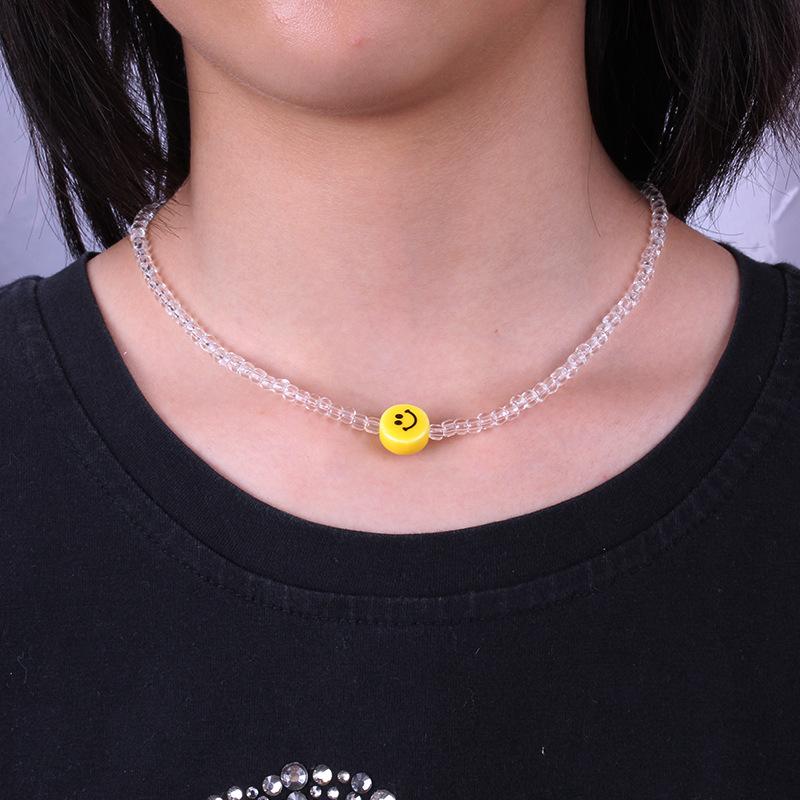 Popular Rice Beads Necklace Bohemian Necklace Necklace Smiley Face Millet Beads Simple Necklace