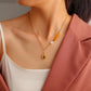 ins titanium steel gold-plated three-dimensional love lock pendant fashion square brand Imissyou temperament pearl necklace