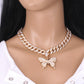 Necklace hip-hop trend ins diamond-studded butterfly Cubara big gold clavicle chain unisex