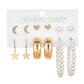 Trendy simple five-pointed star pearl love moon earring small fresh ins retro earring set