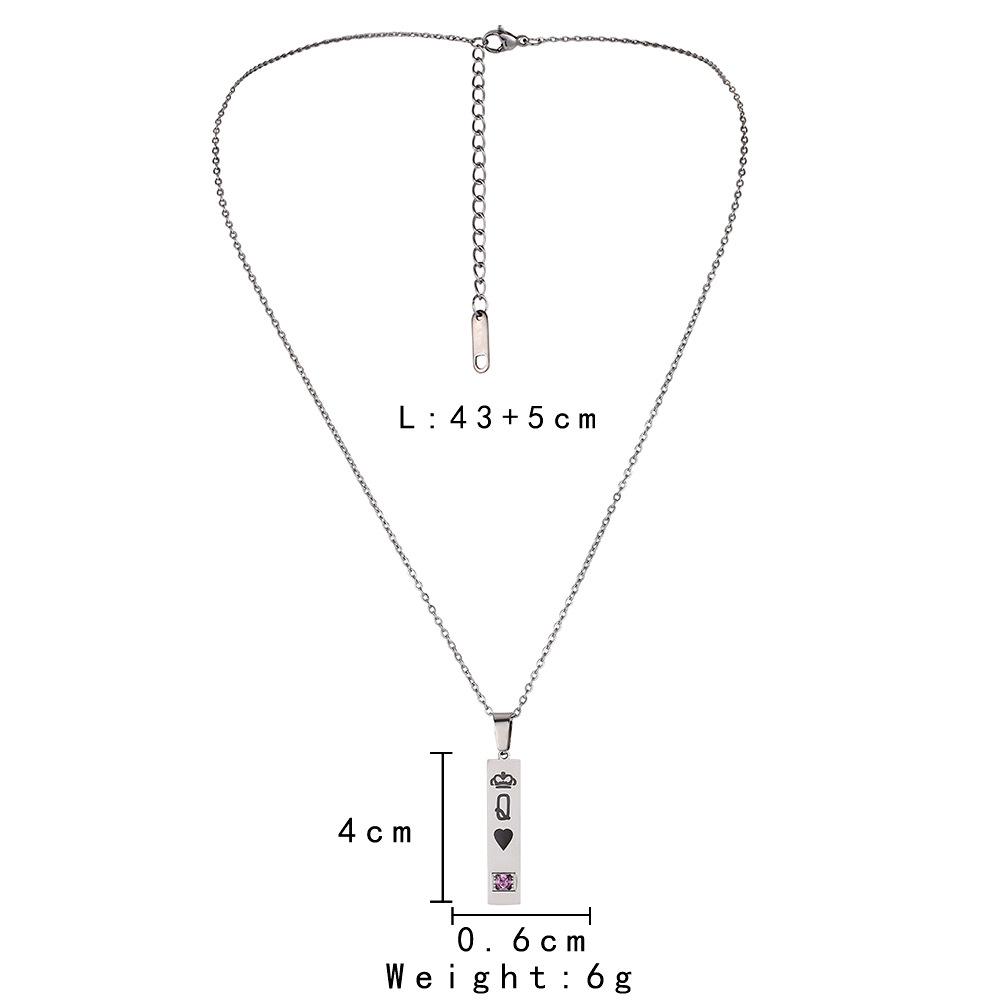 Fashion simple and personalized stainless steel couple KING and QUEEN diamond necklace