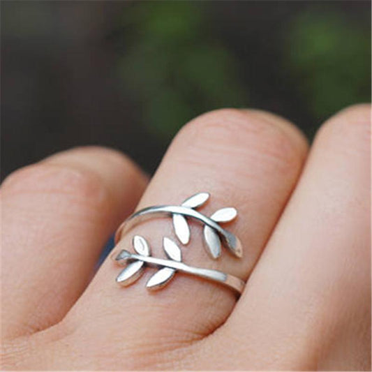 Fashion trendy popular jewelry ring adjustable branches and leaves ring explosive ring jewelry