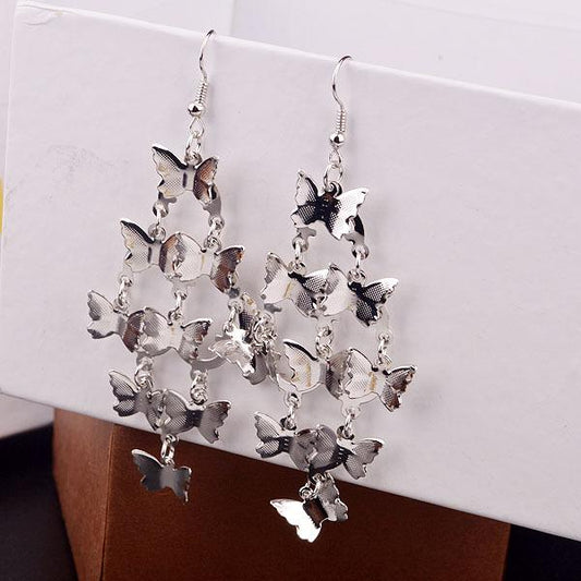 Long Rhombus Shiny Surface Bowknot Earrings Earrings Zinc Alloy Fashion Earrings