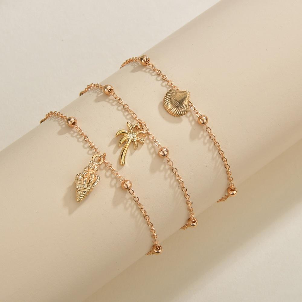 Bohemian Alloy Shell Coconut Conch Pendant Anklet Multilayer Anklet Jewelry